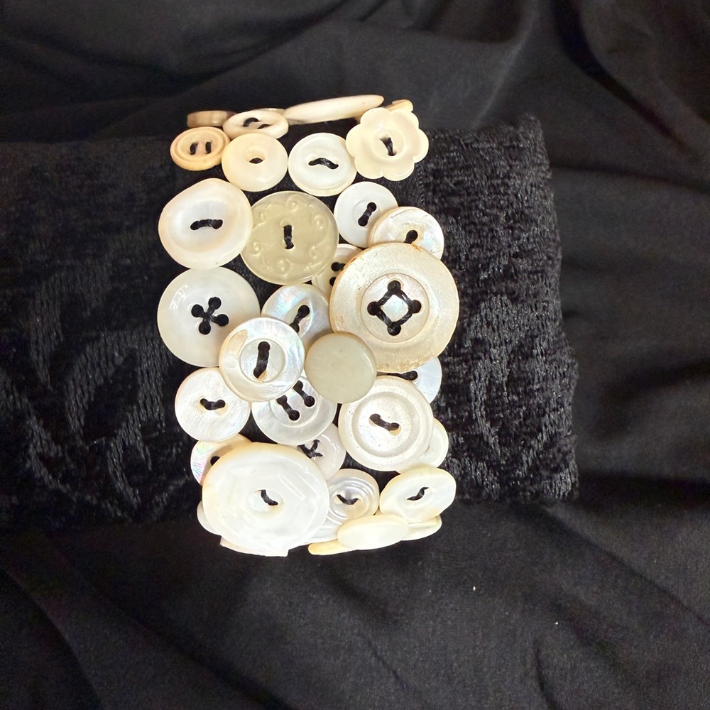 Vintage Mother of Pearl Button Embellished Bracelet